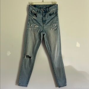 Women’s size 4 American Eagle Outfitters Blue Skinny Distressed Jeans